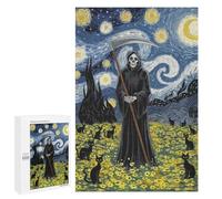 Puzzle pour Adultes1000 PCS Grim Cats on Starry Night Casse-tête pour Adolescents, Jeu De Réflexion, Décoration Intérieure, Cadeau d'anniversaire Unique 1000 PCS