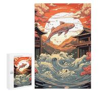 Puzzle pour Adultes1000 PCS Koi Japanese Landscapes Casse-tête pour Adolescents, Jeu De Réflexion, Décoration Intérieure, Cadeau d'anniversaire Unique 1000 PCS