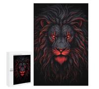 Puzzle pour Adultes1000 PCS Lion Red and Black Animals Casse-tête pour Adolescents, Jeu De Réflexion, Décoration Intérieure, Cadeau d'anniversaire Unique 1000 PCS