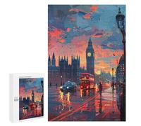 Puzzle pour Adultes1000 PCS London Sunset Reflections Puzzle pour Adolescents pour S'amuser en Famille, Un Défi Éducatif, Un Cadeau d'anniversaire Unique 1000 PCS