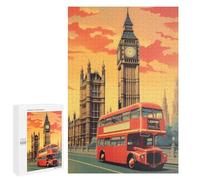 Puzzle pour Adultes1000 PCS London's Iconic Red Bus and Big Ben Puzzles pour Adolescents, Jouet, Décoration Murale, Passe-Temps, Cadeau d'anniversaire, Cadeaux, 1000 PCS