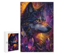 Puzzle pour Adultes1000 PCS Mystical Wolf with Crystals Casse-tête pour Adolescents, Jeu De Réflexion, Décoration Intérieure, Cadeau d'anniversaire Unique 1000 PCS