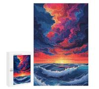 Puzzle pour Adultes1000 PCS Ocean Sunset Waves Art Print-1 Puzzle pour Adolescents pour S'amuser en Famille, Un Défi Éducatif, Un Cadeau d'anniversaire Unique 1000 PCS