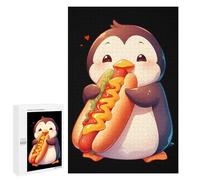 Puzzle pour Adultes1000 PCS Penguin Loves Hot Dog Puzzle Casse-tête, Jeu D'assemblage De Motifs, Cadeau d'anniversaire Unique 1000 PCS