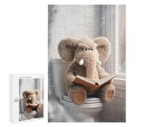 Puzzle pour Adultes1000 PCS Plush Elephant Reading on Toilet Casse-tête pour Adolescents - Jeu De Réflexion - Améliore La Mémoire - Aide À Exercer Le Cerveau 1000 PCS