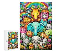 Puzzle pour Adultes1000 PCS Rainbow Animal Parade Puzzles pour Adolescents, Jouet, Décoration Murale, Passe-Temps, Cadeau d'anniversaire, Cadeaux, 1000 PCS