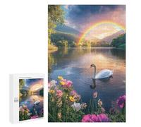 Puzzle pour Adultes1000 PCS Rainbow Lake with Swan Puzzle pour Adolescents pour S'amuser en Famille, Un Défi Éducatif, Un Cadeau d'anniversaire Unique 1000 PCS