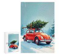 Puzzle pour Adultes1000 PCS Red Beetle with Christmas Tree Casse-tête pour Adolescents, Jeu De Réflexion, Décoration Intérieure, Cadeau d'anniversaire Unique 1000 PCS