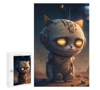 Puzzle pour Adultes1000 PCS Robotic Cat in Space Suit Puzzle Casse-tête, Jeu D'assemblage De Motifs, Cadeau d'anniversaire Unique 1000 PCS