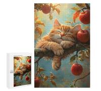 Puzzle pour Adultes1000 PCS Sleeping Cat with Apples Puzzle pour Adolescents pour S'amuser en Famille, Un Défi Éducatif, Un Cadeau d'anniversaire Unique 1000 PCS