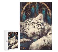 Puzzle pour Adultes1000 PCS Sleeping White Tiger Dreamcatcher Casse-tête pour Adolescents, Jeu De Réflexion, Décoration Intérieure, Cadeau d'anniversaire Unique 1000 PCS