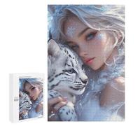Puzzle pour Adultes1000 PCS Snowflake Princess with Snow Leopard Puzzle pour Adolescents pour S'amuser en Famille, Un Défi Éducatif, Un Cadeau d'anniversaire Unique 1000 PCS