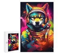 Puzzle pour Adultes1000 PCS Space Wolf Astronaut Art Print-3 Puzzle pour Adolescents pour S'amuser en Famille, Un Défi Éducatif, Un Cadeau d'anniversaire Unique 1000 PCS