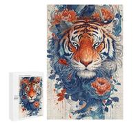 Puzzle pour Adultes1000 PCS Tiger Artwork with Flowers-1 Puzzle pour Adolescents pour S'amuser en Famille, Un Défi Éducatif, Un Cadeau d'anniversaire Unique 1000 PCS