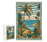 Puzzle pour Adultes1000 PCS Tropical Island Landscape Illustration Casse-tête pour Adolescents - Jeu De Réflexion - Améliore La Mémoire - Aide À Exercer Le Cerveau 1000 PCS