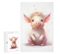 Puzzle pour Adultes1000 PCS Watercolor Baby Pig Piglet Puzzle Casse-tête, Jeu D'assemblage De Motifs, Cadeau d'anniversaire Unique 1000 PCS