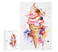 Puzzle pour Adultes1000 PCS Watercolor Ice Cream Puzzle Casse-tête, Jeu D'assemblage De Motifs, Cadeau d'anniversaire Unique 1000 PCS