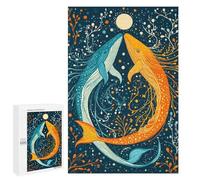 Puzzle pour Adultes1000 PCS Whale Dance Under The Moon Casse-tête pour Adolescents, Jeu De Réflexion, Décoration Intérieure, Cadeau d'anniversaire Unique 1000 PCS