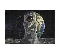 Puzzle pour Adultes1000pcs(75x50cm) Astronaut on The Moon with Earth in Background Puzzle pour Adultes, Jeux De Société, Décoration Intérieure, Cadeaux pour Les Amis Et La Famille 1000pcs(75x50cm)