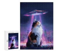 Puzzle pour Adultes300 PCS Alien Cat Encounter Puzzle pour Adolescents pour S'amuser en Famille, Un Défi Éducatif, Un Cadeau d'anniversaire Unique 300 PCS