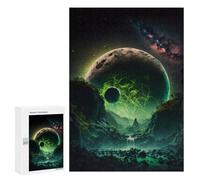 Puzzle pour Adultes300 PCS Alien Planet with Green Lightning Puzzle Casse-tête, Jeu D'assemblage De Motifs, Cadeau d'anniversaire Unique 300 PCS