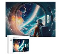 Puzzle pour Adultes300 PCS Astronaut Gazing at Space Puzzles pour Adolescents, Jouet, Décoration Murale, Passe-Temps, Cadeau d'anniversaire, Cadeaux, 300 PCS