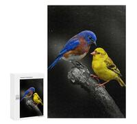 Puzzle pour Adultes300 PCS Bluebird and Yellow Bird on Branch Casse-tête pour Adolescents, Jeu De Réflexion, Décoration Intérieure, Cadeau d'anniversaire Unique 300 PCS