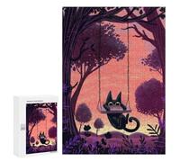 Puzzle pour Adultes300 PCS Cat on The Swing Puzzle Casse-tête, Jeu D'assemblage De Motifs, Cadeau d'anniversaire Unique 300 PCS