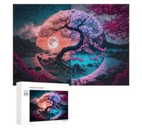Puzzle pour Adultes300 PCS Cherry Blossom Moonlit Reflections Puzzles pour Adolescents, Jouet, Décoration Murale, Passe-Temps, Cadeau d'anniversaire, Cadeaux, 300 PCS