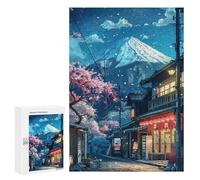 Puzzle pour Adultes300 PCS Cherry Blossom Street with Mountain View Puzzle pour Adolescents pour S'amuser en Famille, Un Défi Éducatif, Un Cadeau d'anniversaire Unique 300 PCS