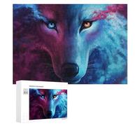 Puzzle pour Adultes300 PCS Colorful Wolf Portrait Artwork -2 Puzzle pour Adultes, Jeu De Réflexion, Cadeau d'anniversaire Ou De Noël 300 PCS