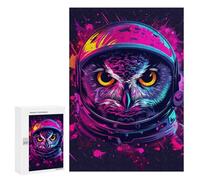 Puzzle pour Adultes300 PCS Cosmic Owl in Helmet Art Print Puzzle pour Adolescents pour S'amuser en Famille, Un Défi Éducatif, Un Cadeau d'anniversaire Unique 300 PCS