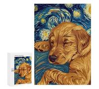 Puzzle pour Adultes300 PCS Dog Sleeping in Starry Night Style Casse-tête pour Adolescents, Jeu De Réflexion, Décoration Intérieure, Cadeau d'anniversaire Unique 300 PCS