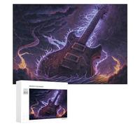 Puzzle pour Adultes300 PCS Electric Guitar Storm Music Artwork Puzzle Casse-tête, Jeu D'assemblage De Motifs, Cadeau d'anniversaire Unique 300 PCS