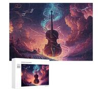 Puzzle pour Adultes300 PCS Enchanted Violin in Fantasy Landscape Puzzle Casse-tête, Jeu D'assemblage De Motifs, Cadeau d'anniversaire Unique 300 PCS