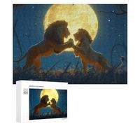 Puzzle pour Adultes300 PCS Full Moon Lion Encounter Puzzle pour Adultes, Jeu De Réflexion, Cadeau d'anniversaire Ou De Noël 300 PCS