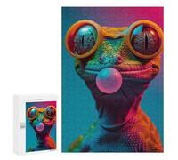Puzzle pour Adultes300 PCS Gecko Bubblegum Puzzle Casse-tête, Jeu D'assemblage De Motifs, Cadeau d'anniversaire Unique 300 PCS