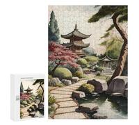 Puzzle pour Adultes300 PCS Japanese Garden Watercolor Puzzle Casse-tête, Jeu D'assemblage De Motifs, Cadeau d'anniversaire Unique 300 PCS