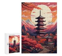 Puzzle pour Adultes300 PCS Japanese Pagoda Sunset Landscape-4 Puzzle pour Adolescents pour S'amuser en Famille, Un Défi Éducatif, Un Cadeau d'anniversaire Unique 300 PCS