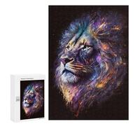 Puzzle pour Adultes300 PCS Lion Face Cosmic Galaxy Puzzle Casse-tête, Jeu D'assemblage De Motifs, Cadeau d'anniversaire Unique 300 PCS