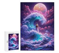 Puzzle pour Adultes300 PCS Magical Lighthouse Ocean Wave Puzzle pour Adolescents pour S'amuser en Famille, Un Défi Éducatif, Un Cadeau d'anniversaire Unique 300 PCS