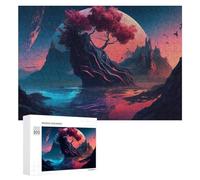 Puzzle pour Adultes300 PCS Mystical Planet with Red Tree Puzzles pour Adolescents, Jouet, Décoration Murale, Passe-Temps, Cadeau d'anniversaire, Cadeaux, 300 PCS