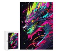Puzzle pour Adultes300 PCS Neon Dragon Art Print Puzzle pour Adolescents pour S'amuser en Famille, Un Défi Éducatif, Un Cadeau d'anniversaire Unique 300 PCS