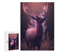 Puzzle pour Adultes300 PCS Pink Fantasy Deer Glow Puzzle Casse-tête, Jeu D'assemblage De Motifs, Cadeau d'anniversaire Unique 300 PCS