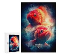 Puzzle pour Adultes300 PCS Pisces Zodiac Sign with Two Fish Casse-tête pour Adolescents, Jeu De Réflexion, Décoration Intérieure, Cadeau d'anniversaire Unique 300 PCS