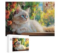 Puzzle pour Adultes300 PCS Ragdoll Cat by Window Puzzle Casse-tête, Jeu D'assemblage De Motifs, Cadeau d'anniversaire Unique 300 PCS