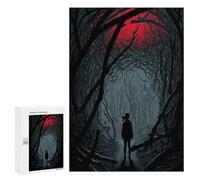 Puzzle pour Adultes300 PCS Red Moonlit Forest Path Puzzle pour Adultes, Jeu De Réflexion, Cadeau d'anniversaire Ou De Noël 300 PCS