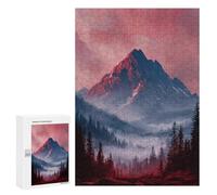 Puzzle pour Adultes300 PCS Red Mountain Misty Forest Puzzle pour Adolescents pour S'amuser en Famille, Un Défi Éducatif, Un Cadeau d'anniversaire Unique 300 PCS