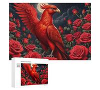 Puzzle pour Adultes300 PCS Red Phoenix Amidst Roses Puzzle pour Adultes, Jeu De Réflexion, Cadeau d'anniversaire Ou De Noël 300 PCS