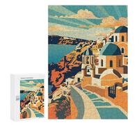 Puzzle pour Adultes300 PCS Santorini Sunset Casse-tête pour Adolescents, Jeu De Réflexion, Décoration Intérieure, Cadeau d'anniversaire Unique 300 PCS